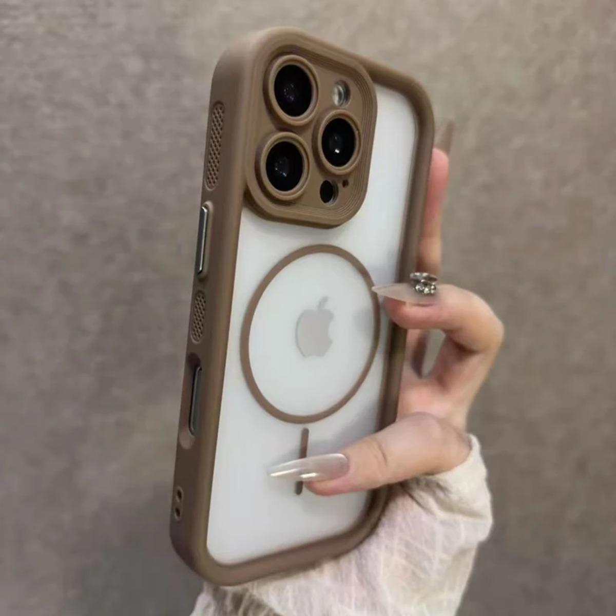Luxuriöse Matte Magsafe Transparente Handyhülle Für iPhone 17 16 15 14 Plus 13 12 Pro Max 11 17Air Magnetische Stoßfeste Bumper-Abdeckung iPhone 16 Pro braun