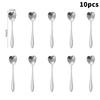 10-Piece Polished Stainless Steel Heart-Shaped Coffee Spoon Set - Durable Stirring Utensils For Home, Kitchen, And Dining Room