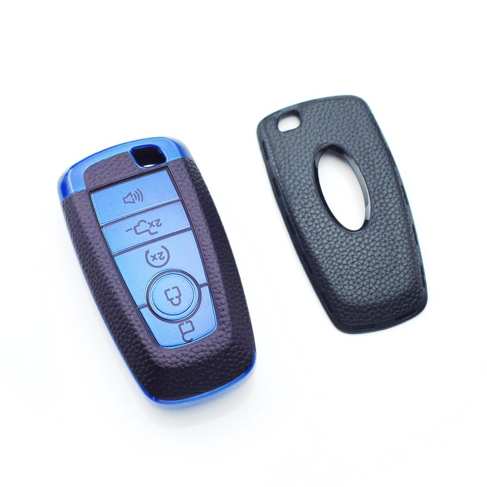 Car Key Case Cover TPU Leather for Ford Edge Fusion Mustang Explorer S-MAX Ranger Lincoln Mondeo F150 F250 F350 5 Buttons