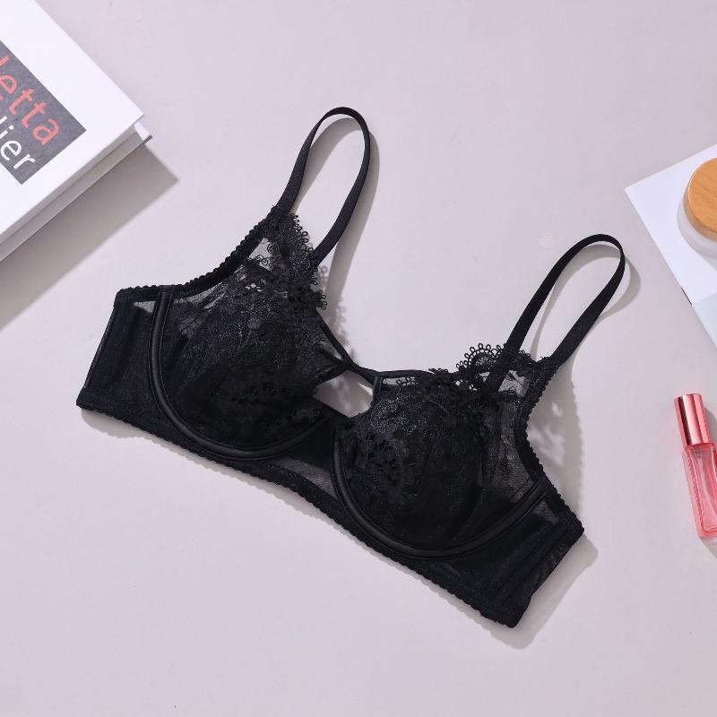 Rabbit Ear Cup Underwear Bra Bra Women's Embroidery Lace Gathering Big Breasts Small Women's Anti-Sagging