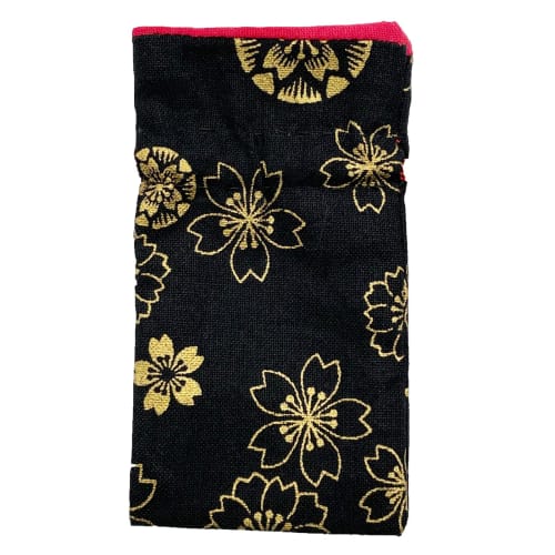 Hiranoya Co., Ltd. Hiranoya Amulet Drawstring Bag with Power Stone Holder, Salt and Gold Cherry Blossom Design, Cute Izumo Taisha Shrine Omotesando [B
