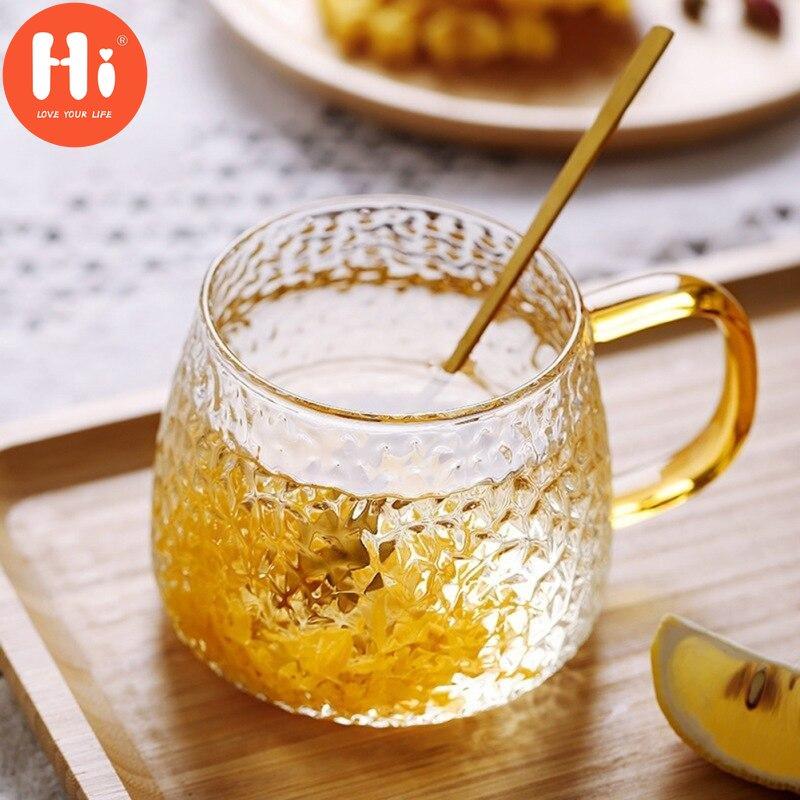 Sklo odolné proti vysokým teplotám s hrníčkem kladiva Šálek domácího čaje Šálek kávy Šálek mléka Šálek na džus Šálek na ošetření Šálku na nářadí Žlutá sklenička 420 ml