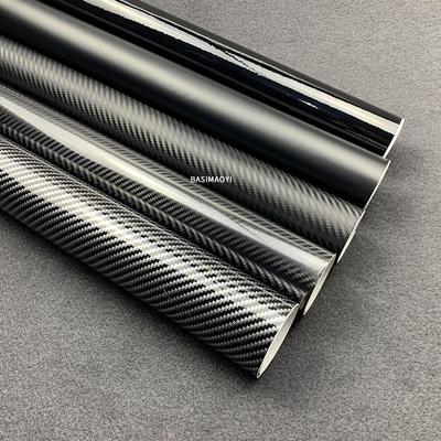 Carbon Fiber Black Glossy Vinyl Film Car Wrap Foil Sticker With Air Bubble Free Computer Laptop Skin Phone Cover