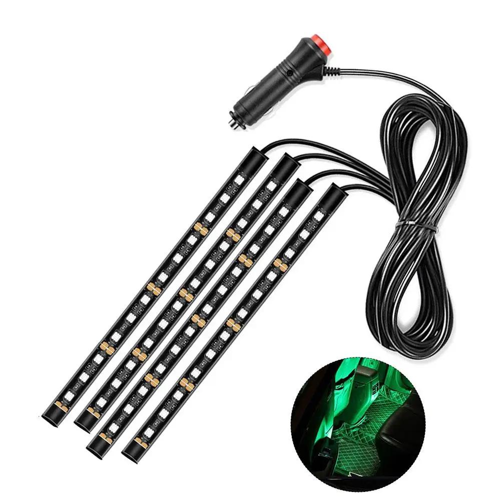 12led Car Interior Ambient Foot Strip Light Kit Backlight Atmosphere Decorative Auto 5v/12v Accessories Lamp Usb Neon Vehic S9x2
