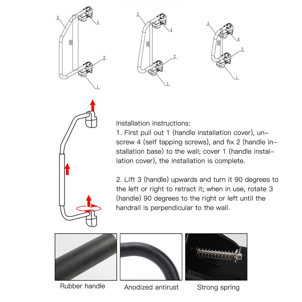 RV Hand Rail Folding Handle Entry Door Grab Bar Aluminum Alloy Soft Touch Assist Handle for Motorhome Travel Trailer
