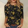 Women's floral print fashionable casual round neck long sleeved shirt