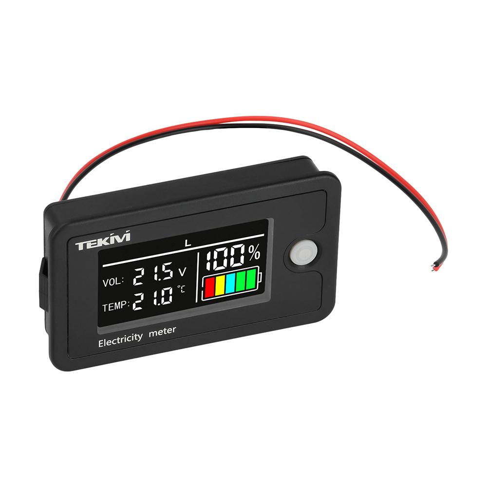 DC 8-100V Digital Battery Capacity Indicator Voltmeter LiFePO4 Lead-acid Lithium Battery Tester Meter with Temperature Display