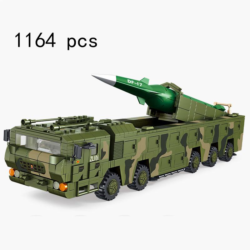 China Modern Army Military Vehicle Trucks SCUD Launcher Sets Building Blocks Bricks Toys Tanks Antitank Missile Car DF-17 DF-41