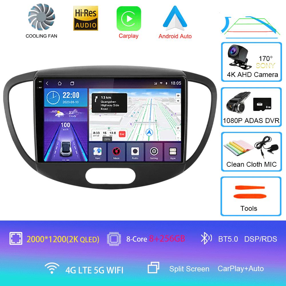 Android 14 Carplay Auto Car Radio For Hyundai I10 2007 - 2013 GPS Recorder Multimedia Video Player 4G+WiFi DSP