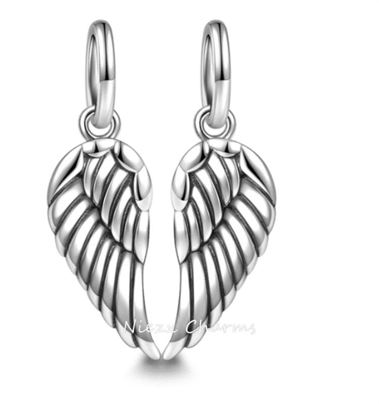 925 Silver Angel Wings Charm Beaded Chain Bracelet DIY Ladies Jewelry Pendant Trinkets