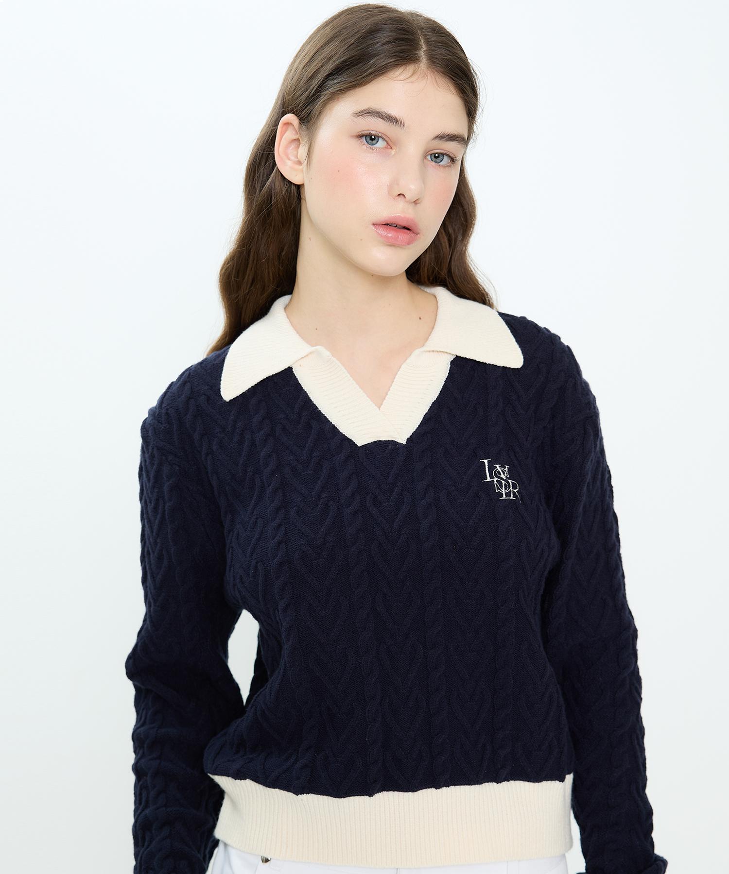 Love Is True Ch Logo Collar Knit(Navy) Navy/Free