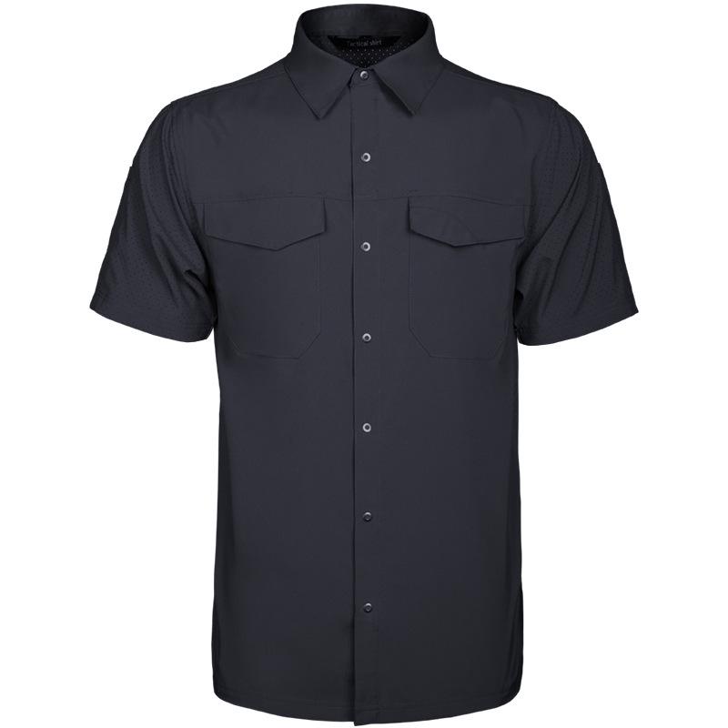 Angken Men's Breathable Tactical Quick-Dry Shirt - Short Sleeve, Lapel, Casual Outdoor Workwear