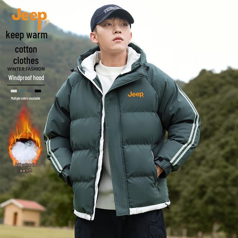 

JEEP Men s Hooded Windproof Padded Jacket L