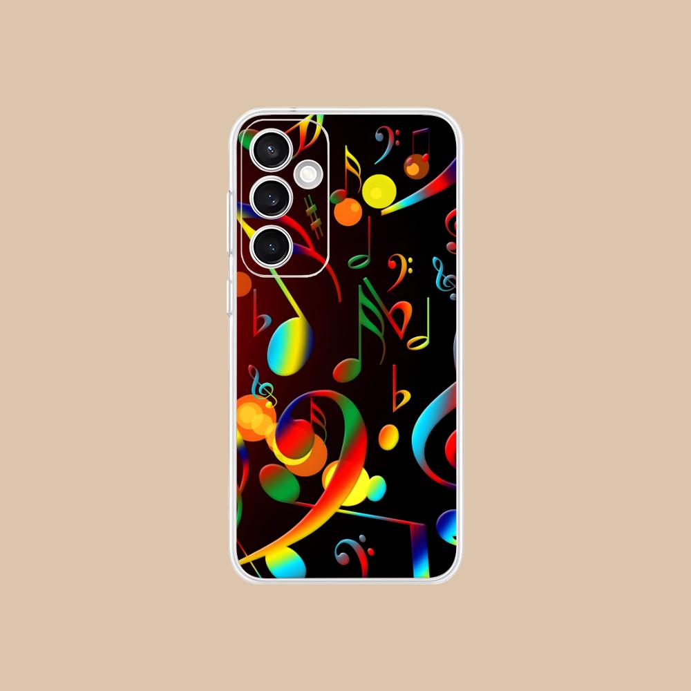 Musical Note Staff Mobile Phone Case for Samsung Galaxy S25 S24 S23 S22 S21Plus FE Ultra Clear Colorful Cover Smartphone Cover
