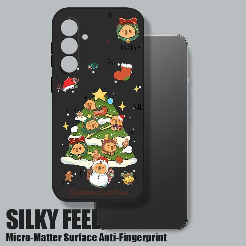 Christmas Tree Pattern Case For Samsung Galaxy S25 S24 Ultra S23 S22 Plus S21 FE A15 A16 A17 A26 A35 A36 A54 A55 A56 5G Lanyard Case Cover Funda