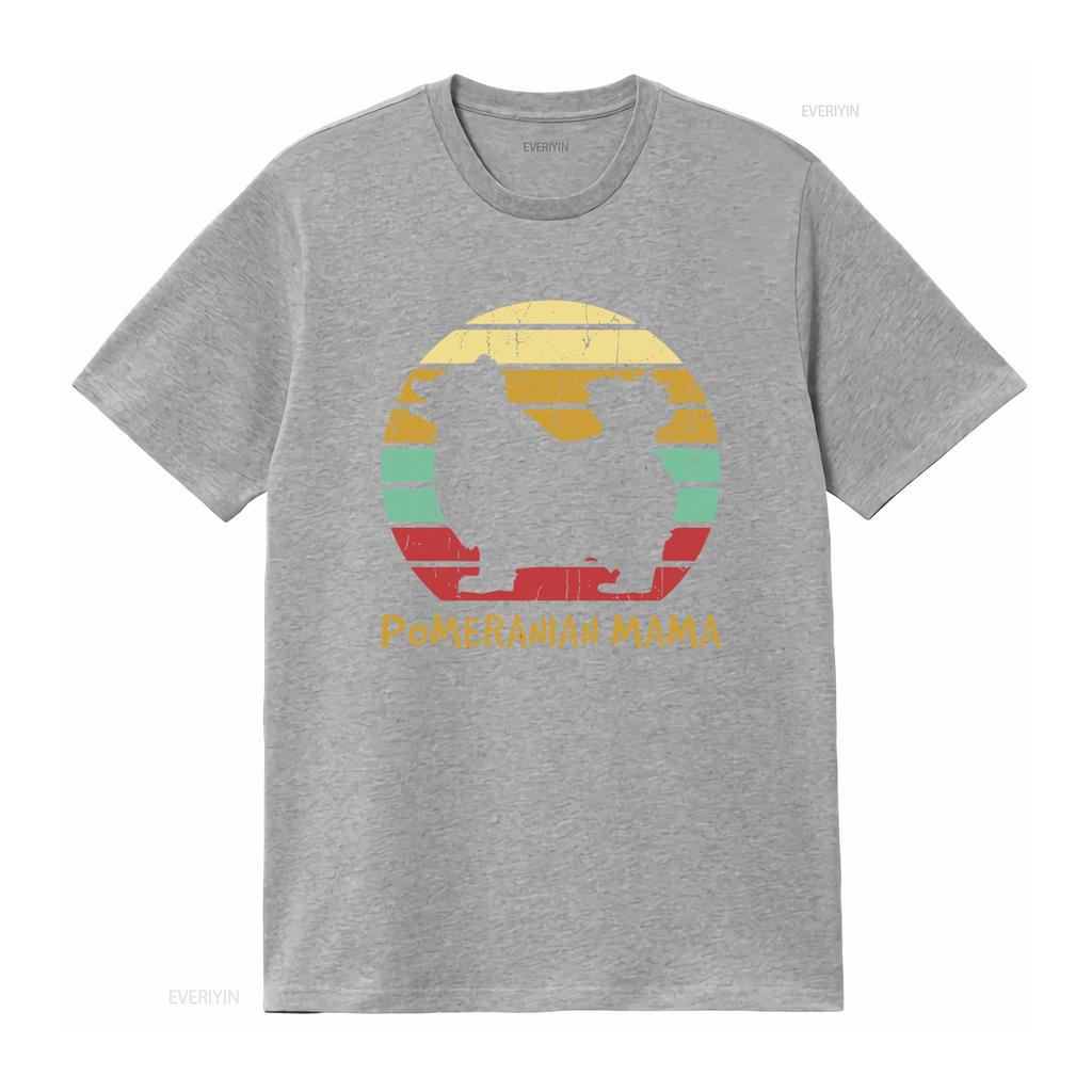 Pomeranian Dog Mama SunseT T Shirt Retro Owner Animal Pet Lover Silhouette Vintage  Vintage Washed Stylish Stretched Streetwear