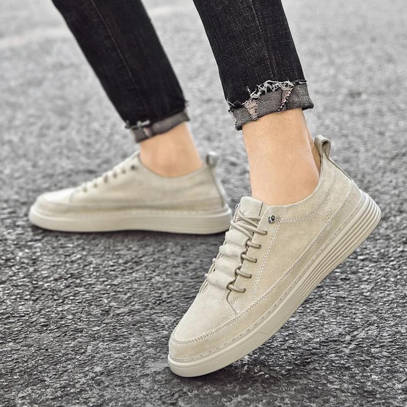 Fashion Men Fashion Casual Shoes British Style Man Skateboard Footwear Suede Leather Business Formal Shoes Cow Leather Soft Men Sneakers