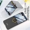 Magnetic for Samsung Z Flip 7 with Ring Stand and Tempered Protective Film Ultrathin Phone Case Cover for Samsung Galaxy ZFlip 7
