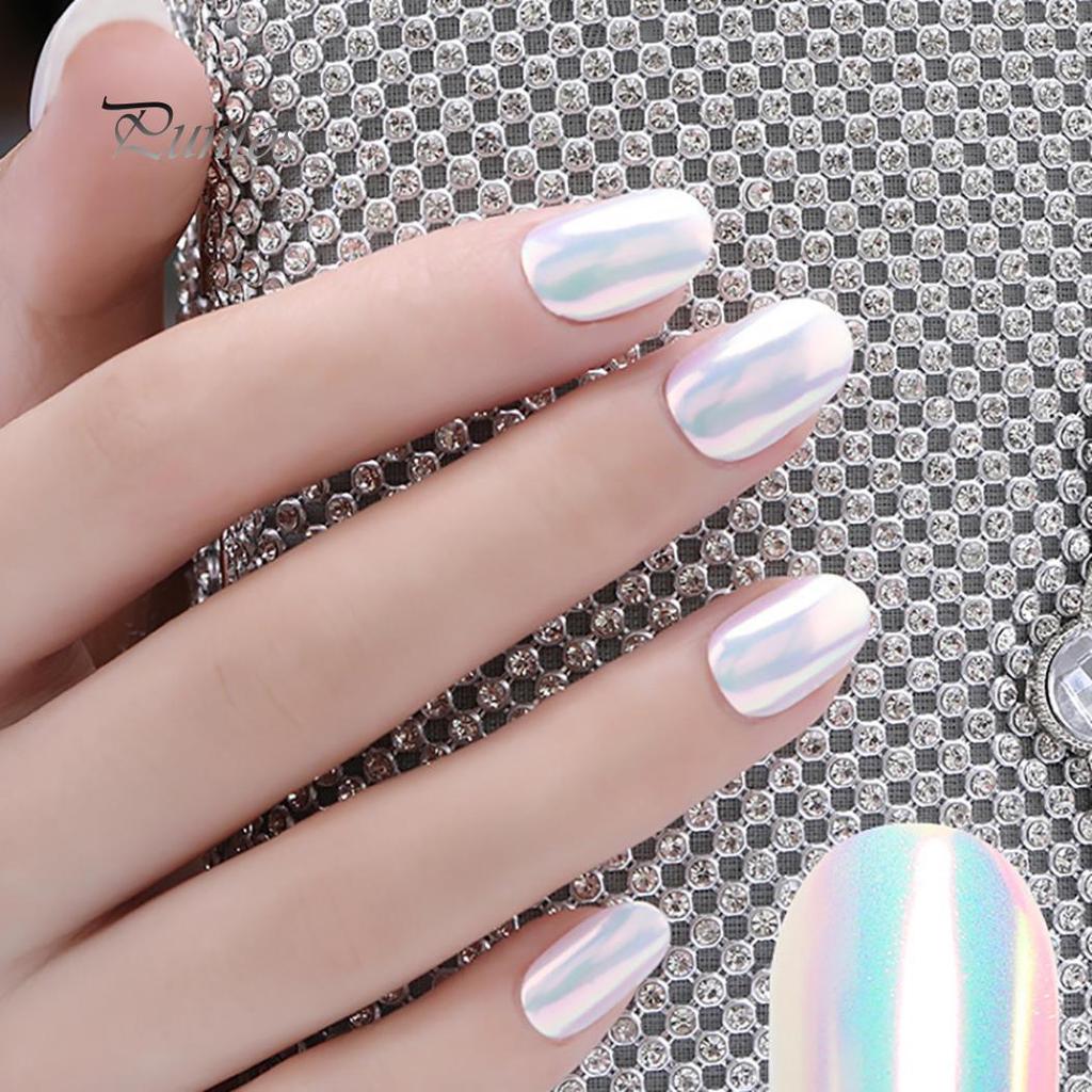 Health Caring 3g Glitter Holographic Rainbow Nail Art Powder Mirror Pigment with Mini Brush