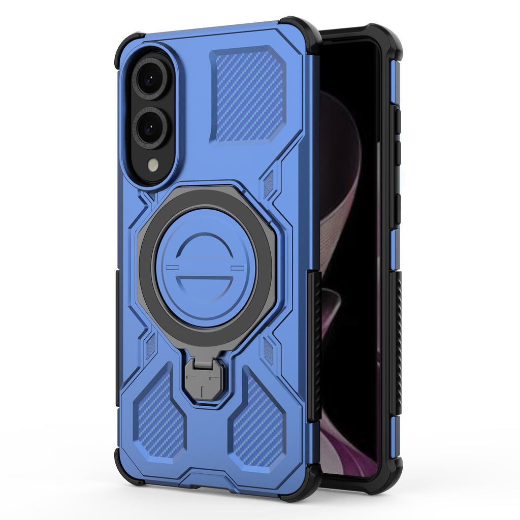 For Samsung Galaxy S25 Edge Magnetic Case Rotating Metal Kickstand PC + TPU Phone Back Cover