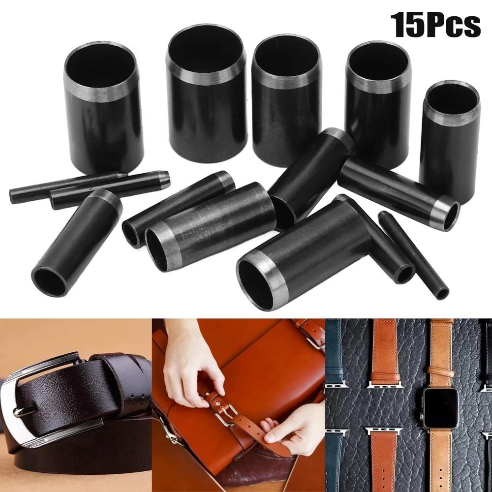 Durable 15 Sizes Round Hole Punch Hollow 1-15mm Belt Hole Puncher Handmade Leather Punching Tool For DIY Leather Craft