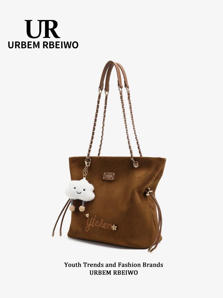 

Large Capacity Casual Tote Bag for Women - Versatile, Simple Solid Color Shoulder Bag коричневий
