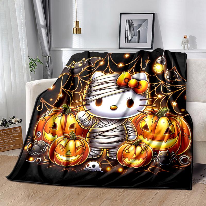 1pc Hello Kitty in Halloween Mummy Costume Blanket Soft Warm Bedding Throw Coverlet for Room Decor, Living Room, Travel, Camping, Car Blankets, Beach,