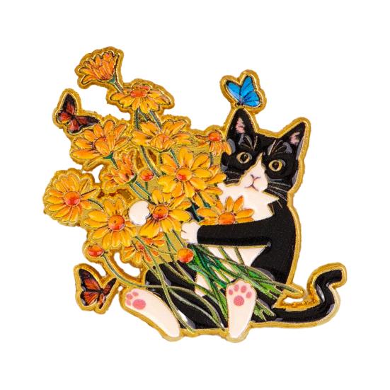 

Brooch Enamel Bouquet Cat Design Zinc Alloy Brooch Pin Clothing Bags Suit Lapel Badge Versatile Accessory жовтий