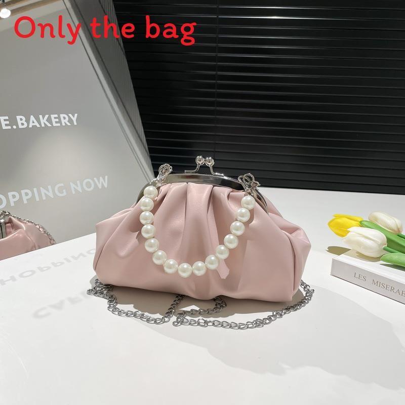 Pu Cloud Bag For Women With Simulated Pearl Chain Decoration For Casual Daily Use