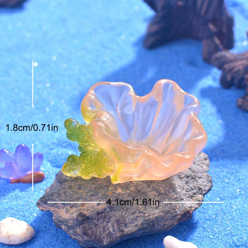 Marine Luminous Coral Micro Landscape Ornaments Glowing Coral Oyster Diy Desktop Fish Tank Aquarium Decor Toys Dollhouse Model