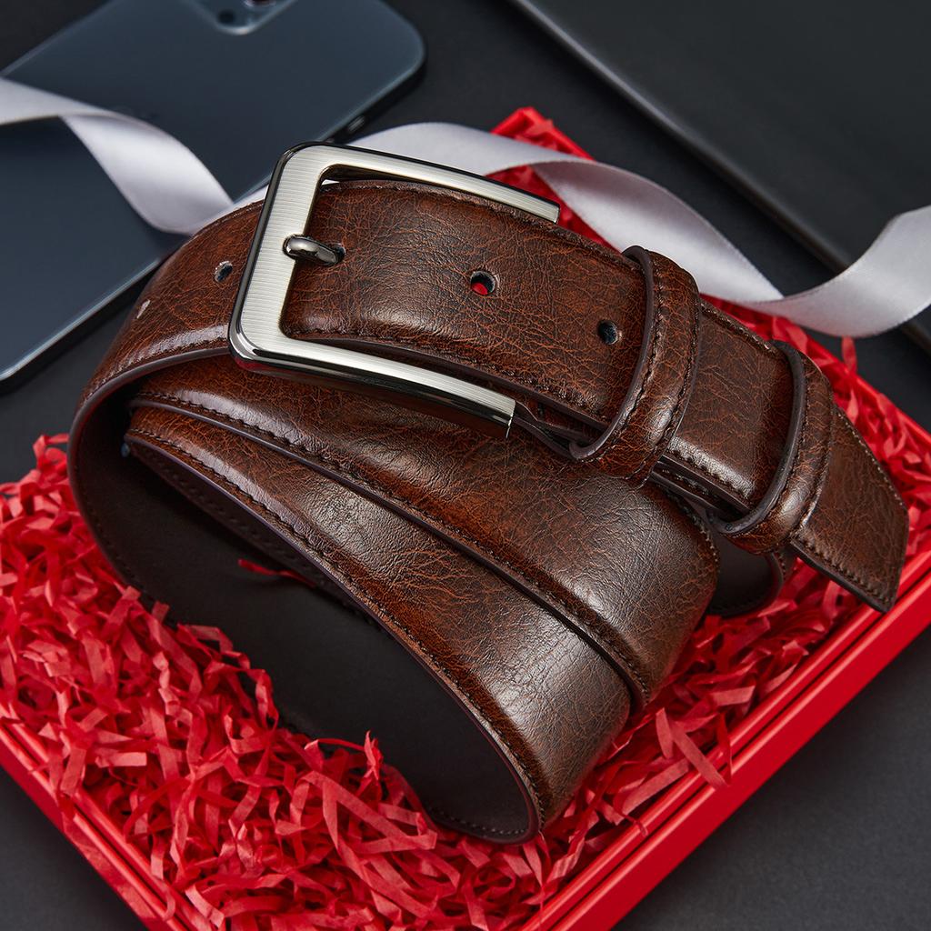 Belt, Men's Pin Buckle Genuine Leather Fashion Belt, Men's Cowhide Casual Youth Versatile Jeans Belt