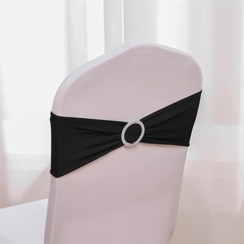 10/50 Pcs Polyester Spandex Chair Sashes Bands Stretch Chair Ties Bows with Buckle Slider for Wedding Banquet Party Decoration