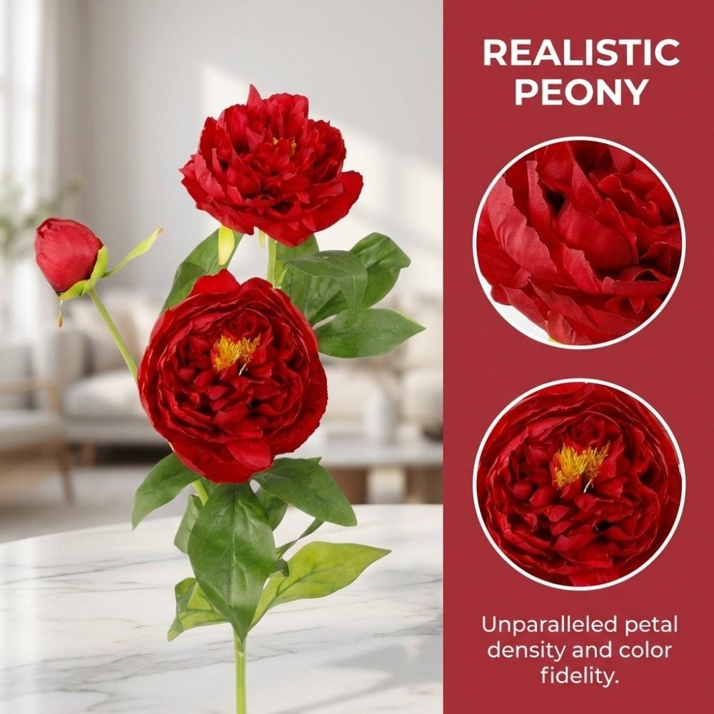Real Touch Artificial Peony Flower Handmade Faux Peony Branch Vase Decor Fake Flower Teacher's Day