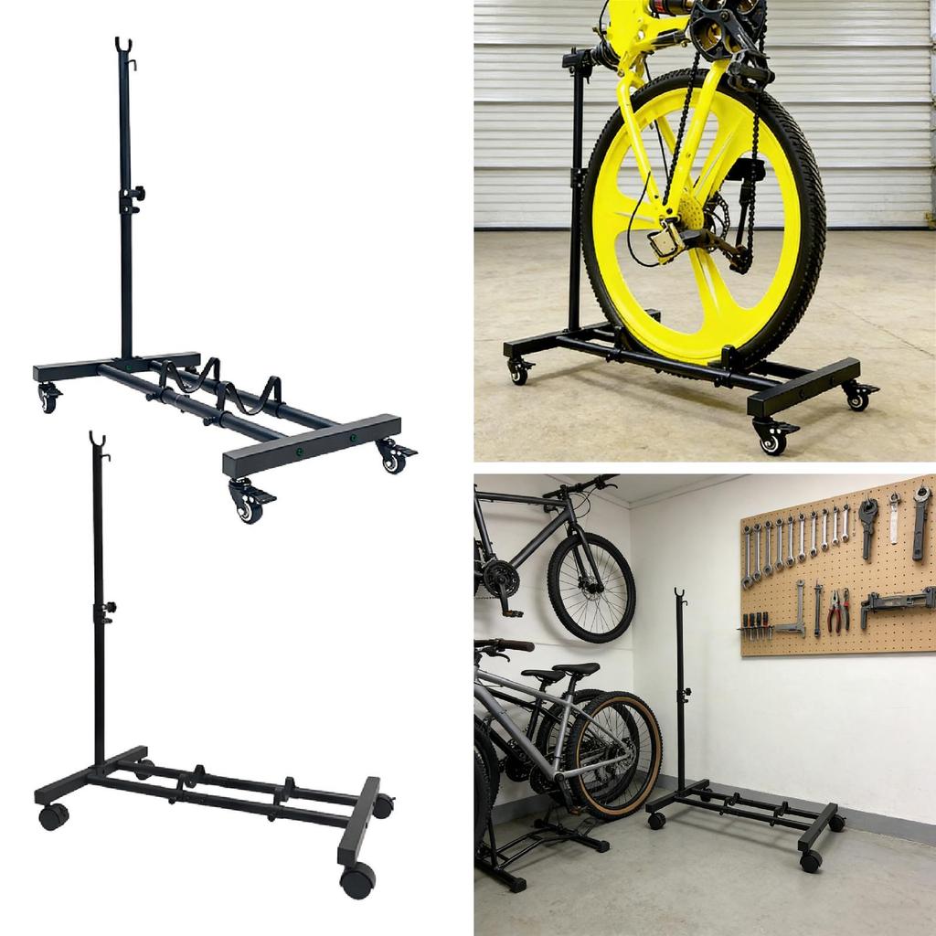 Vertical Bike Stand with Wheels Professional Space Saving Indoor Holder Iron
