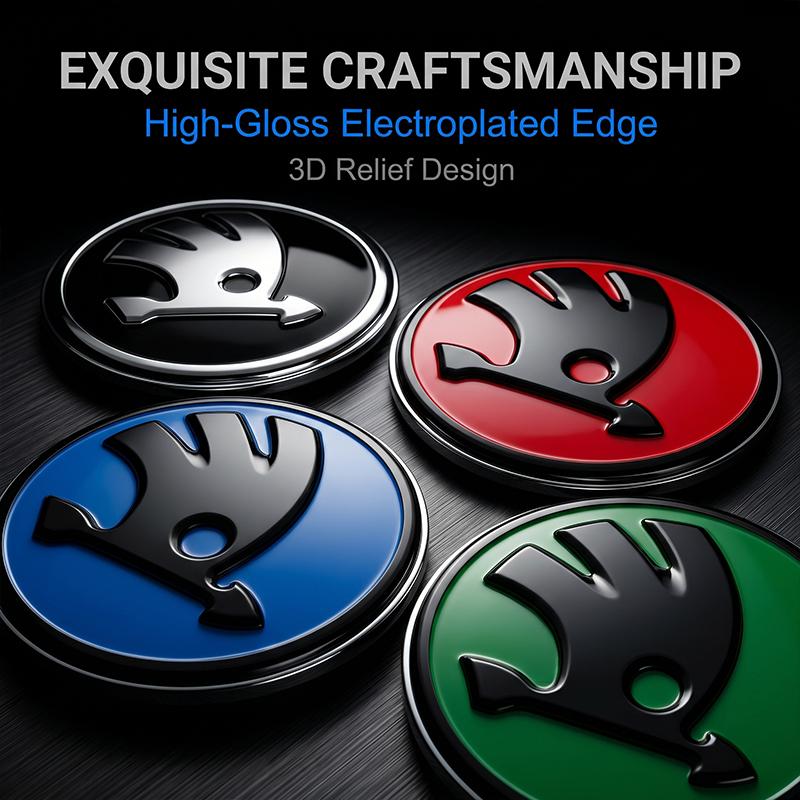 1Pcs 43mm Car Steering Wheel Emblem Sticker Skoda Logo Auto Interior Decal Badge For Skoda Octavia Superb Rapid Kamiq Karoq Kodiaq