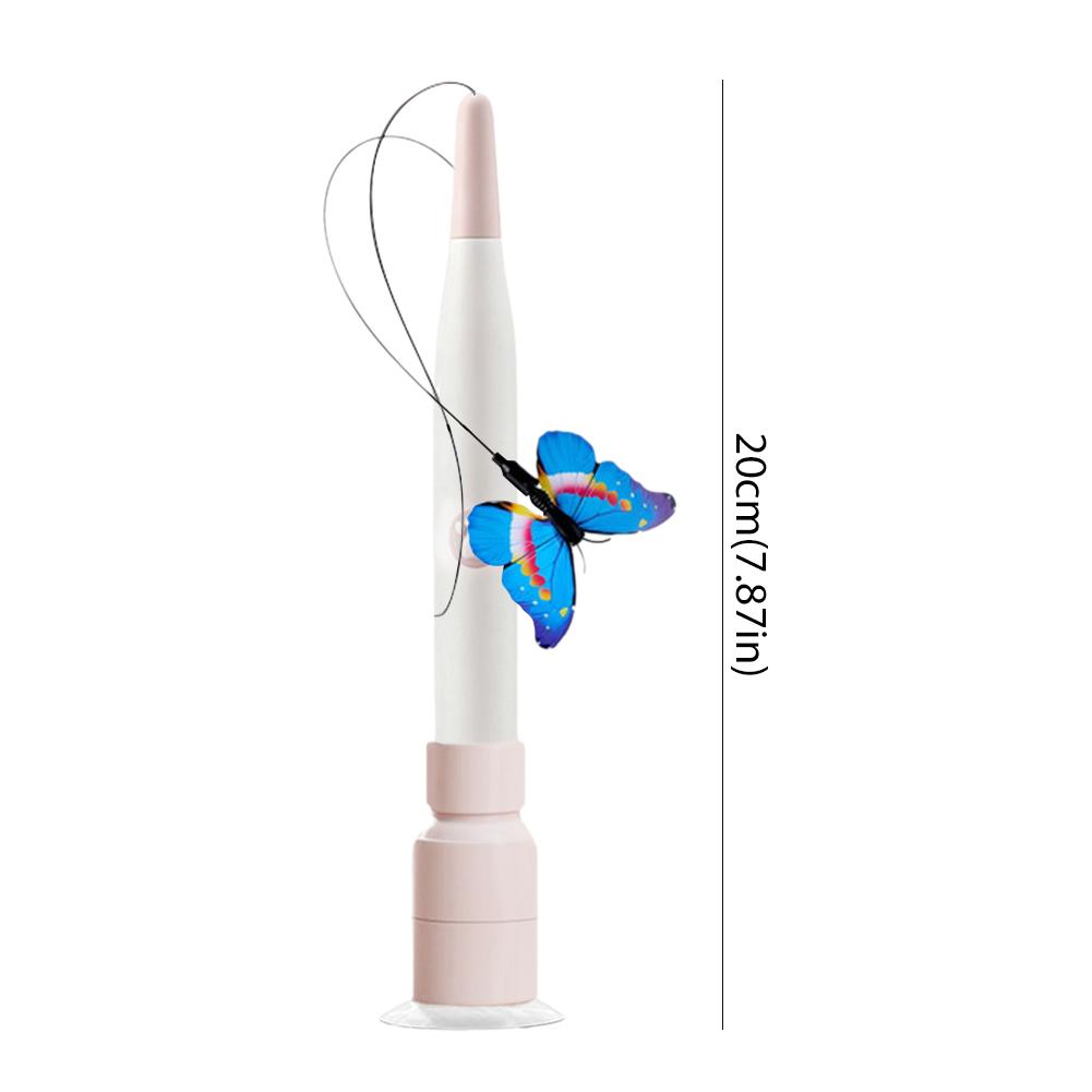 Automatic Cat Teaser Switchable Butterfly Pattern Cat Teasing Stick 360° Swivel Self-hilarity Relieves Interactive Pet Cat Toy