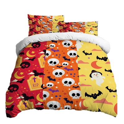 Halloween Three-piece Bedding Set Quilt Cover Pillowcase Brushed Fabric Thickened