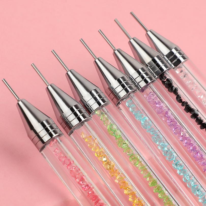 Dual Heads Acrylic Dotting Wax Pen Point Drill Pens Rhinestones Crystal Picking Nail Studs Dotter DIY Point Drill Nail Tools