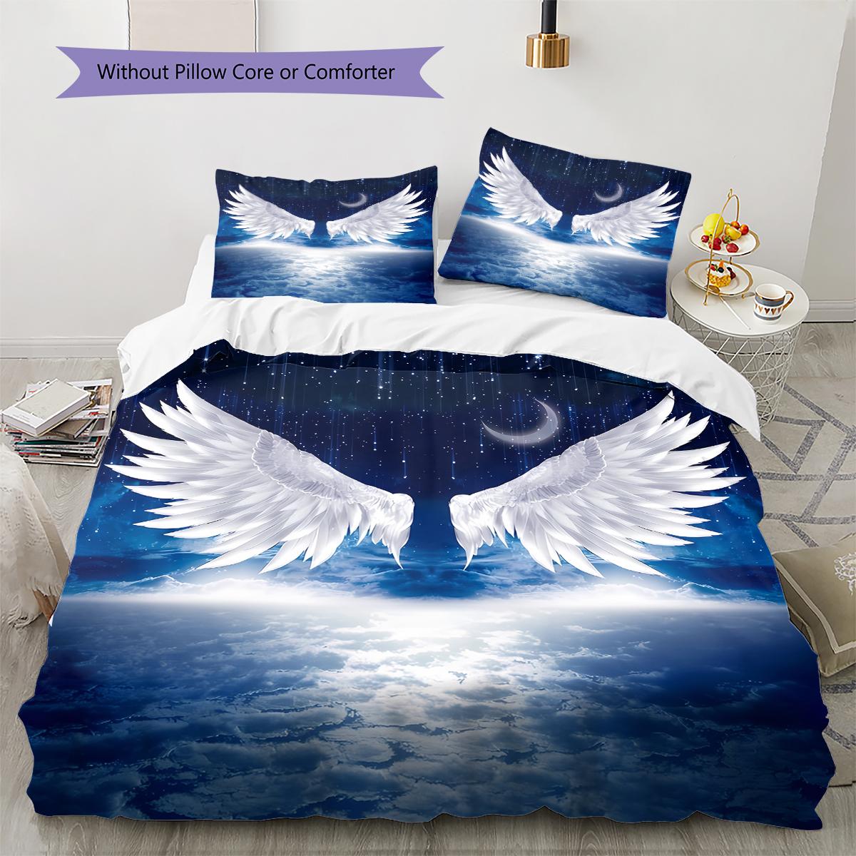 

Angel Wings Pattern Bedding Quilt Set Quilt Cover Pillowcase Home Decoration Gift (1 * duvet cover + 2 * pillowcase, without core) 135x200cm