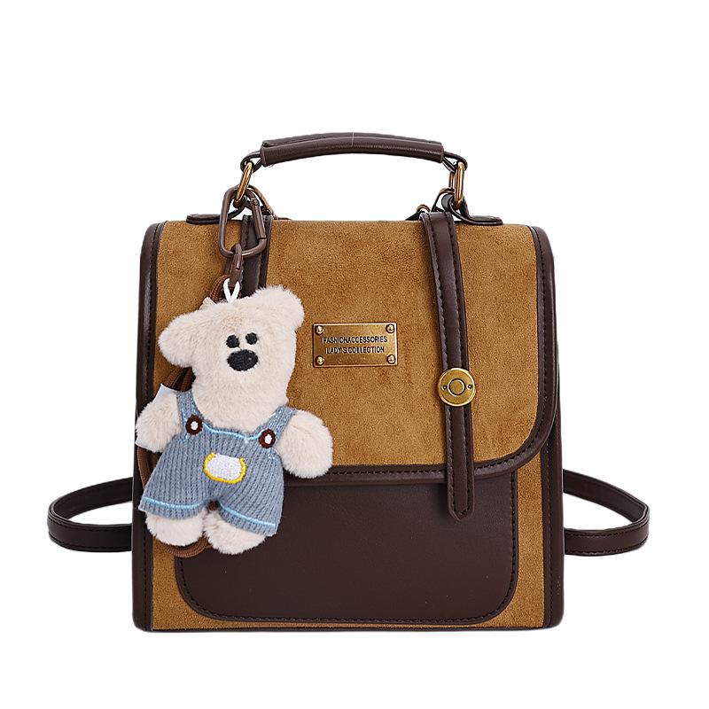 Schoolbag College Student Commuter Backpack Women's 1011 New Premium Retro Suede School Bag Lightweight Travel Small Backpack