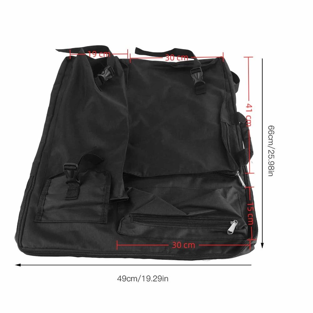 Black Travel Sketching Bag Multi-Pocket Drawing Storage Pack  Daily Art Kit Transport