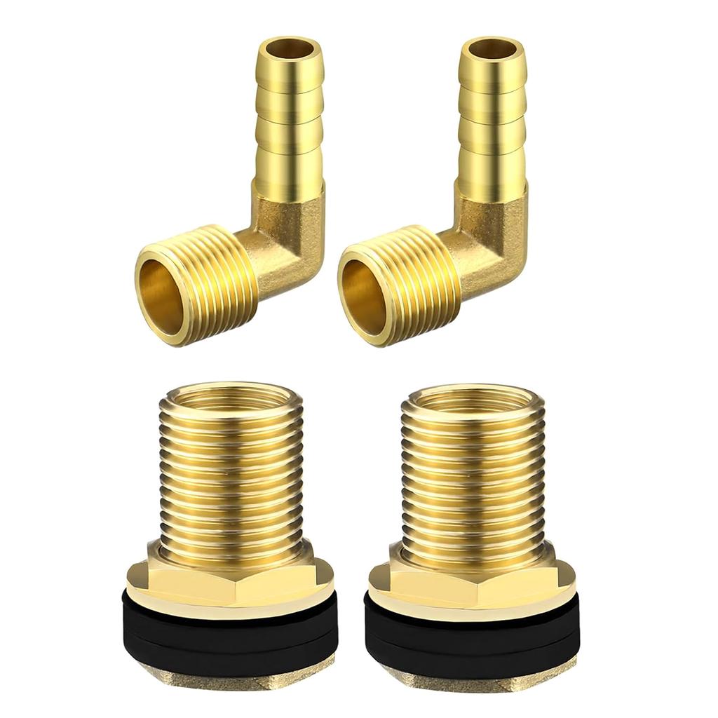 Brass Water Tank Fitting Set Metal Tank Connectors Barrel Fittings Upgrades for Buckets Containers & Irrigation Use