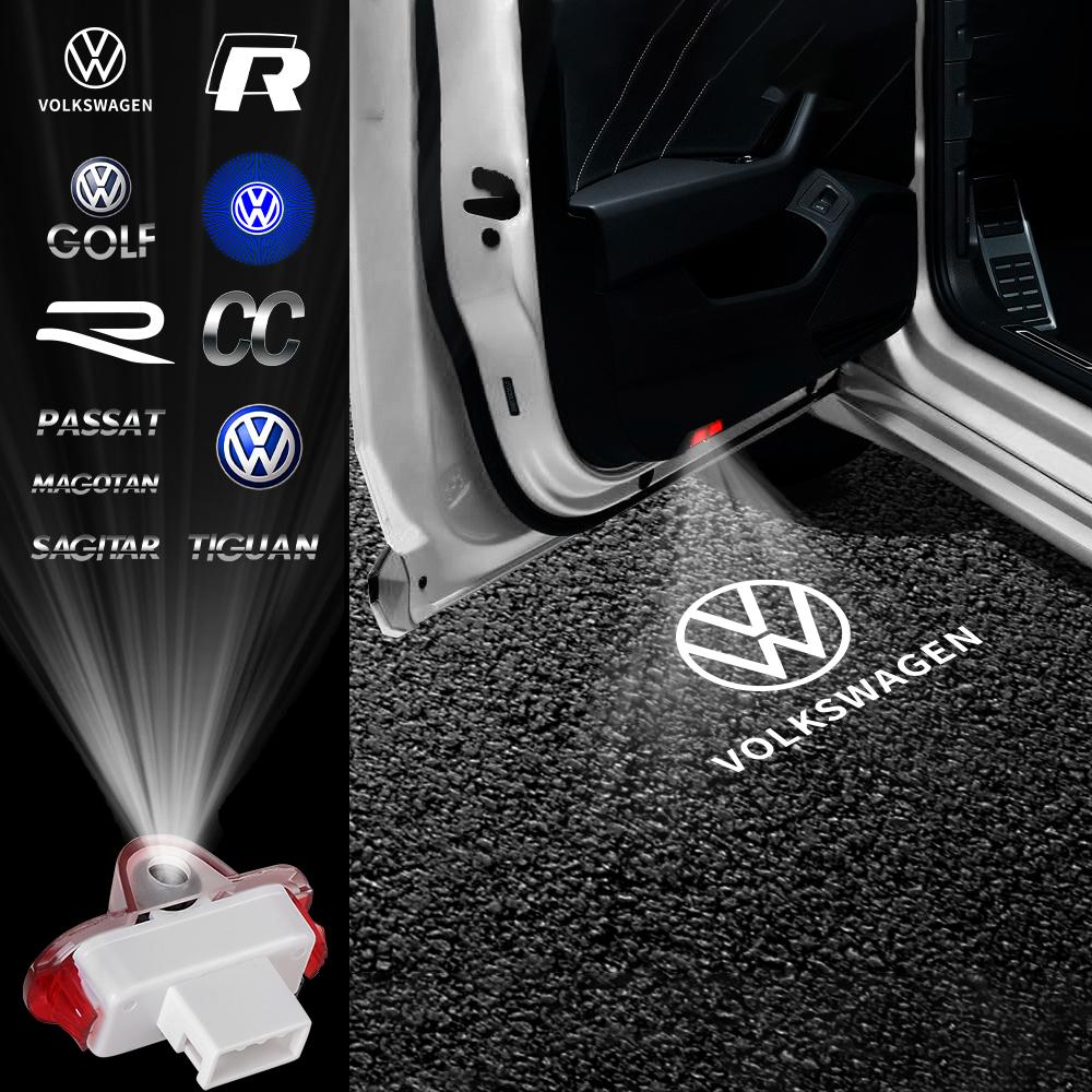 ZDFVU1 2Pcs Car Door Welcome Light Laser Projector HD Courtesy Lamp For VW Lavida Touran Caddy Beetle Bora Scirocco CC Golf 2002-2008
