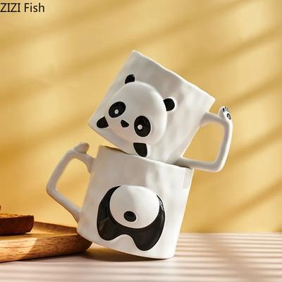 Uroczy Kreskówkowy Panda Ceramiczny Kubek Japoński Kreatywny Zwierzęcy Kubek do Kawy Kubek do Wody Dom Biuro Popołudniowa Herbata Kubek na Mleko Prezent do Picia