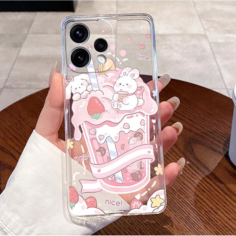 For Oppo Reno 15C 5G PMD110 Case Clear Luxury Cute Love Rabbit Funny Painting TPU Soft Silicone Casing For Oppo Reno15C 5G Cover
