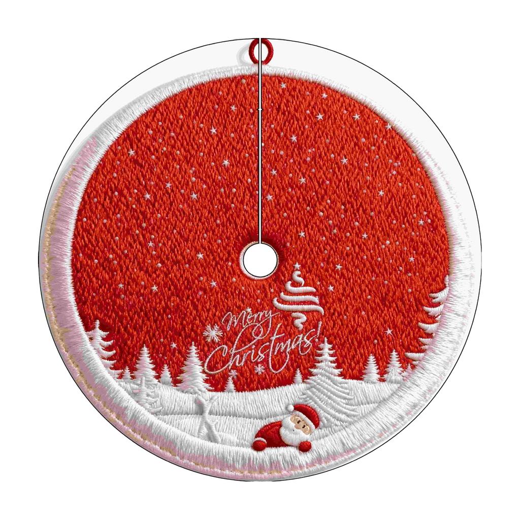 Christmas Tree Skirt with 2D Embroidery and Digital Print for Festive Holiday Decoration