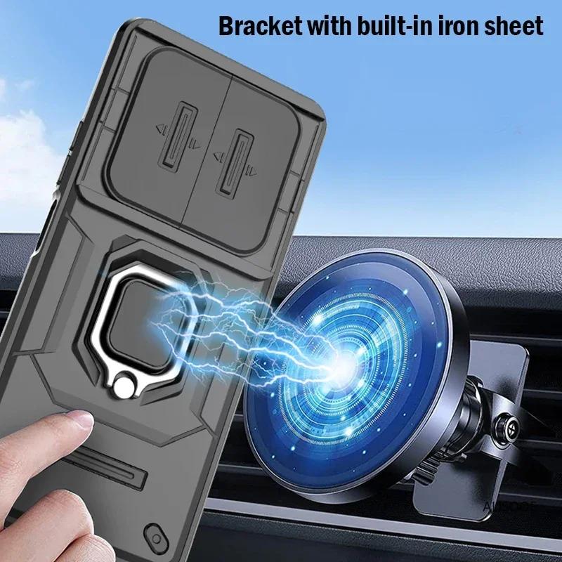 Custodia con Scorrevole per Fotocamera per Redmi Note 14 Pro / 14 Pro Plus 5G Custodia Globale con Supporto ad Anello Armatura Copertura Antiurto Capa