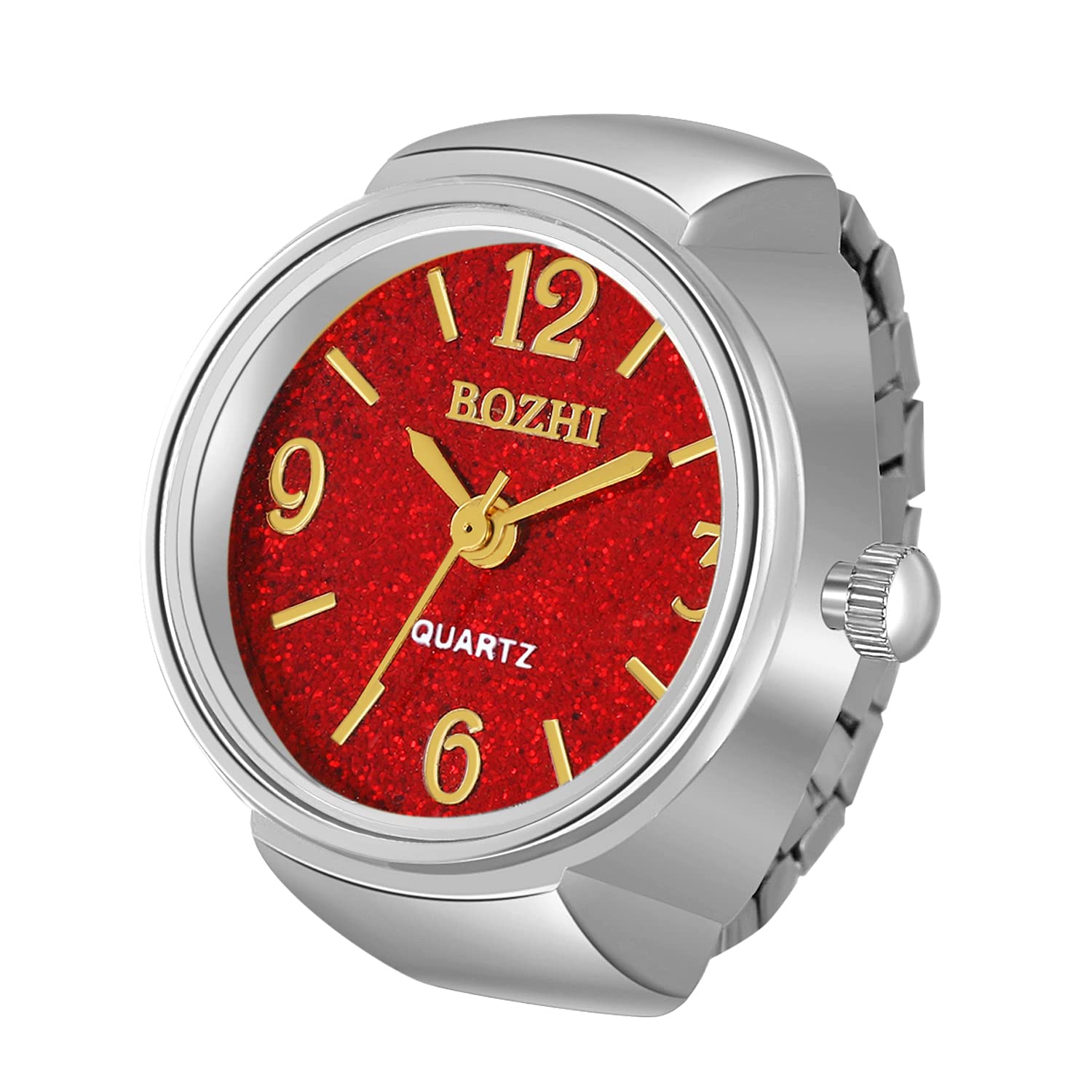 

JEWELRYWE Ring Ring Watch Waterproof Free Size Ladies Analog Dial Clock Ring Watch Stylish White Day Decoration Watch Present