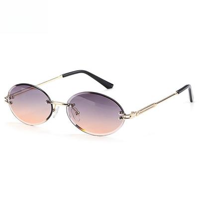 Occhiali da Sole Ovali Senza Montatura per Donna Occhiali da Sole con Lenti Vintage Tendenza Occhiali Colorati Protezione UV400 Accessori Streetwear