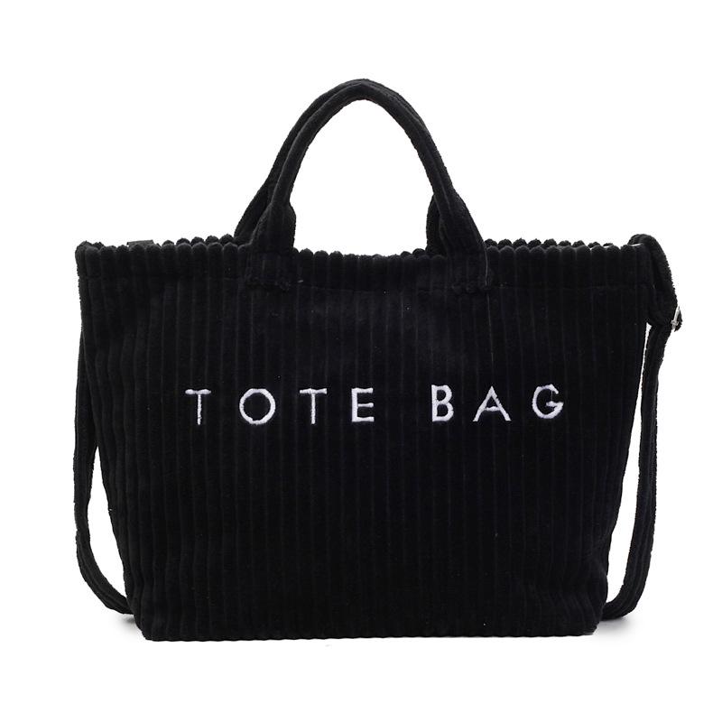 Schultertasche mit großem Fassungsvermögen, Damen-Schultertasche, Beliebte und vielseitige gestreifte Samt-Damentasche, Tragetasche mit Buchstaben